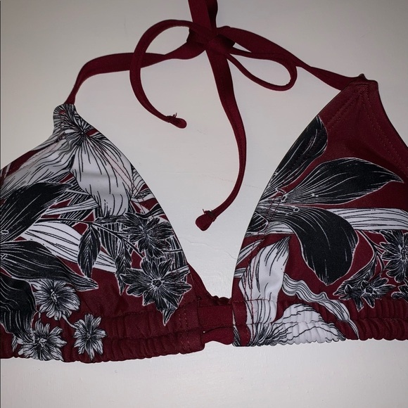 *3/20 Kona Sol maroon flowered bikini top size small - Picture 2 of 7